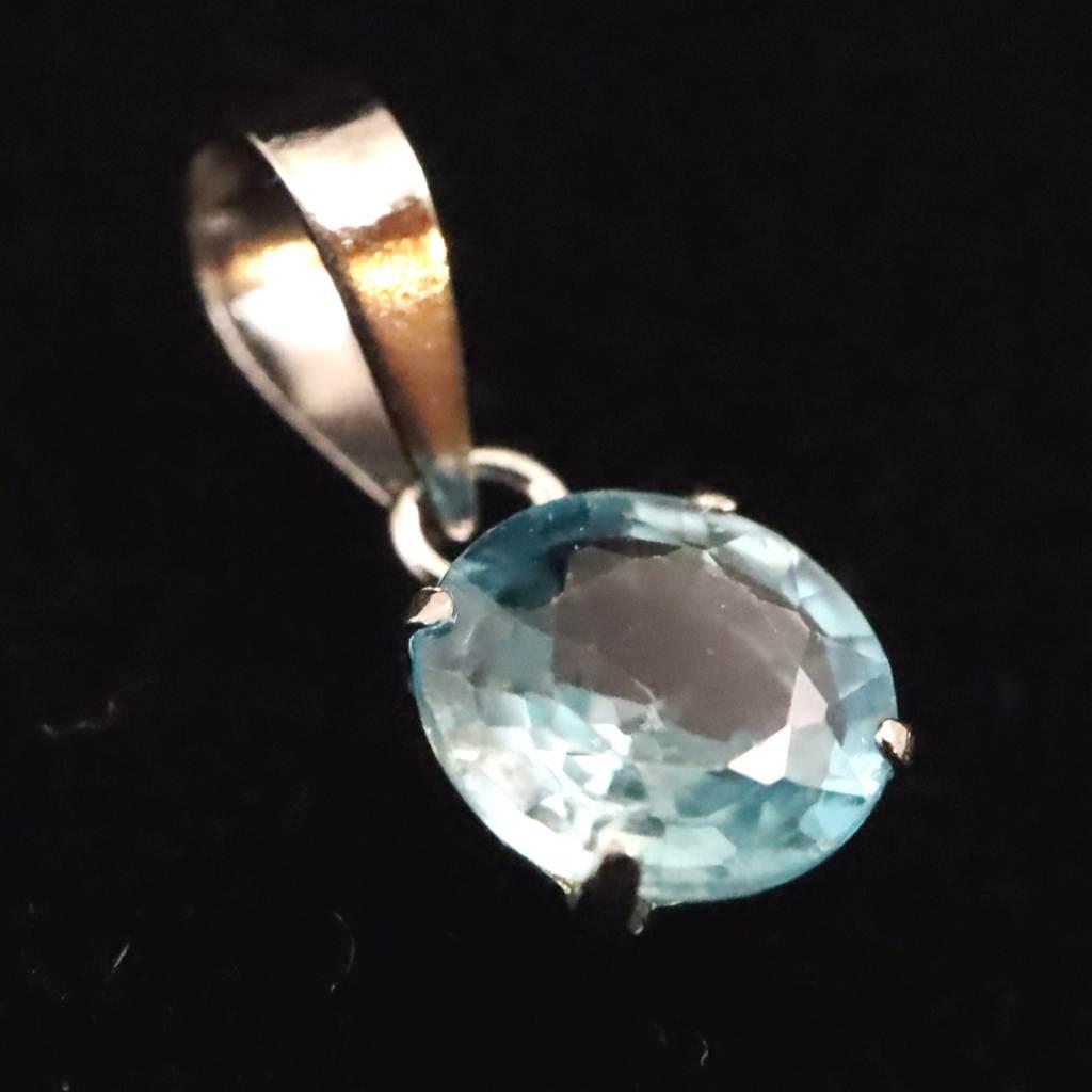 ブルージルコン　5.2mmラウンドカット ペンダント　Pt900　0.72ct　　 #67570 | 2枚目