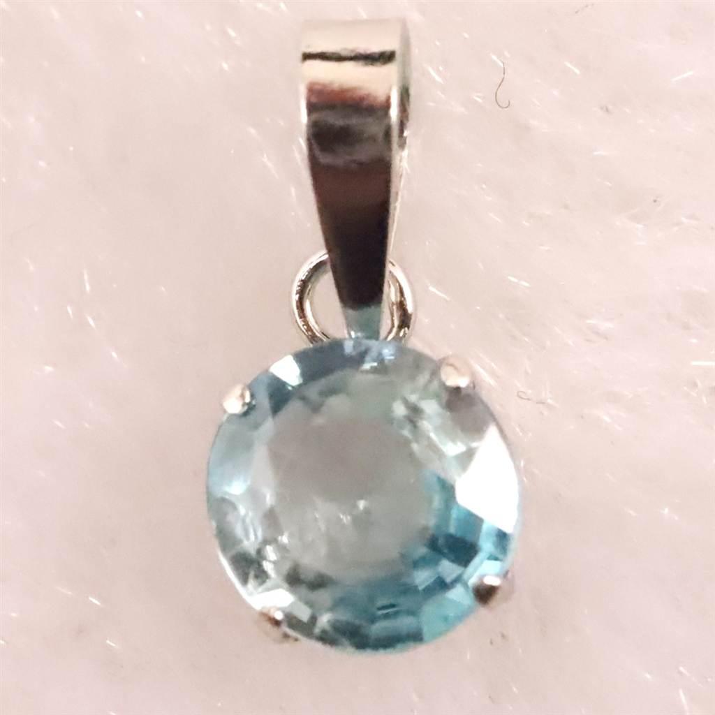 ブルージルコン　5.2mmラウンドカット ペンダント　Pt900　0.72ct　　 #67570 | 5枚目