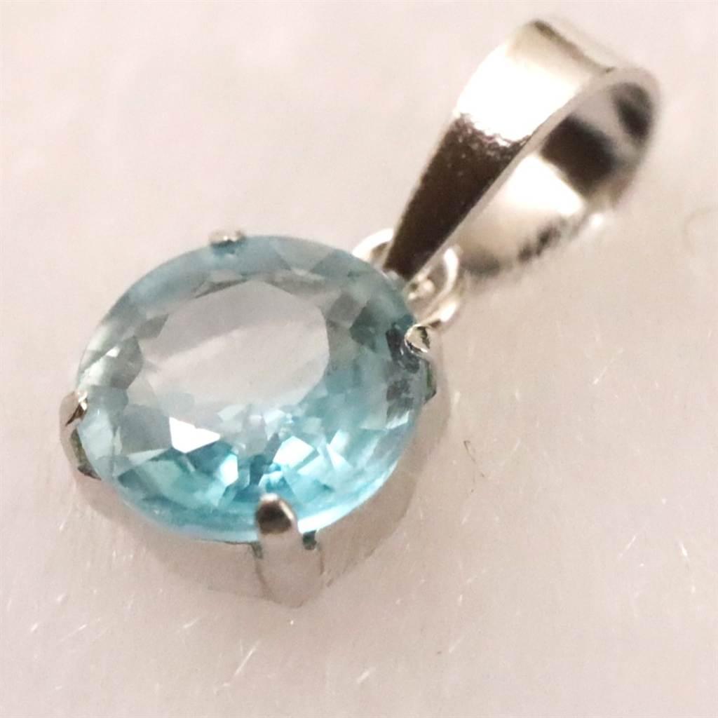 ブルージルコン　5.2mmラウンドカット ペンダント　Pt900　0.72ct　　 #67570 | 6枚目