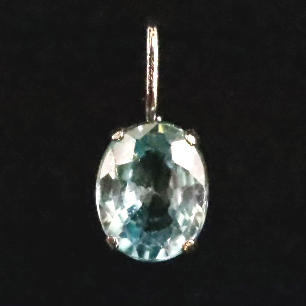 ブルージルコン　6X4mmオーバルカット ペンダント　Pt900　0.5ct　　 #943181枚目の画像