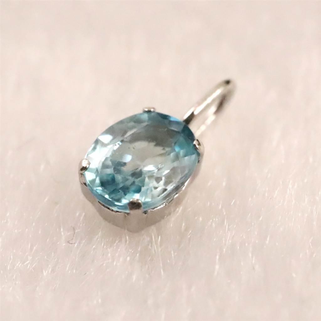 ブルージルコン　6X4mmオーバルカット ペンダント　Pt900　0.5ct　　 #94318 | 8枚目