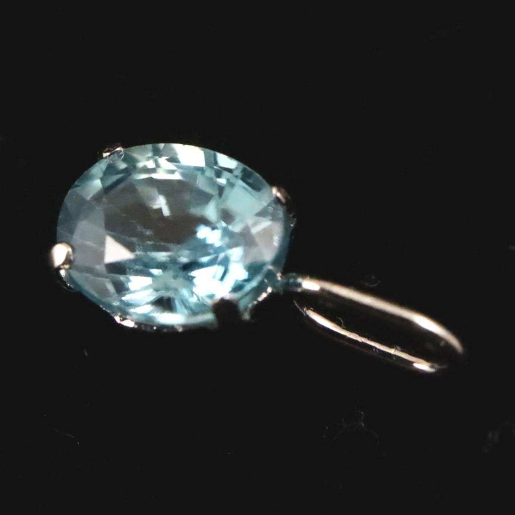 ブルージルコン　5X4mmオーバルカット ペンダント　K18WG　0.5ct　　 #65911 | 3枚目