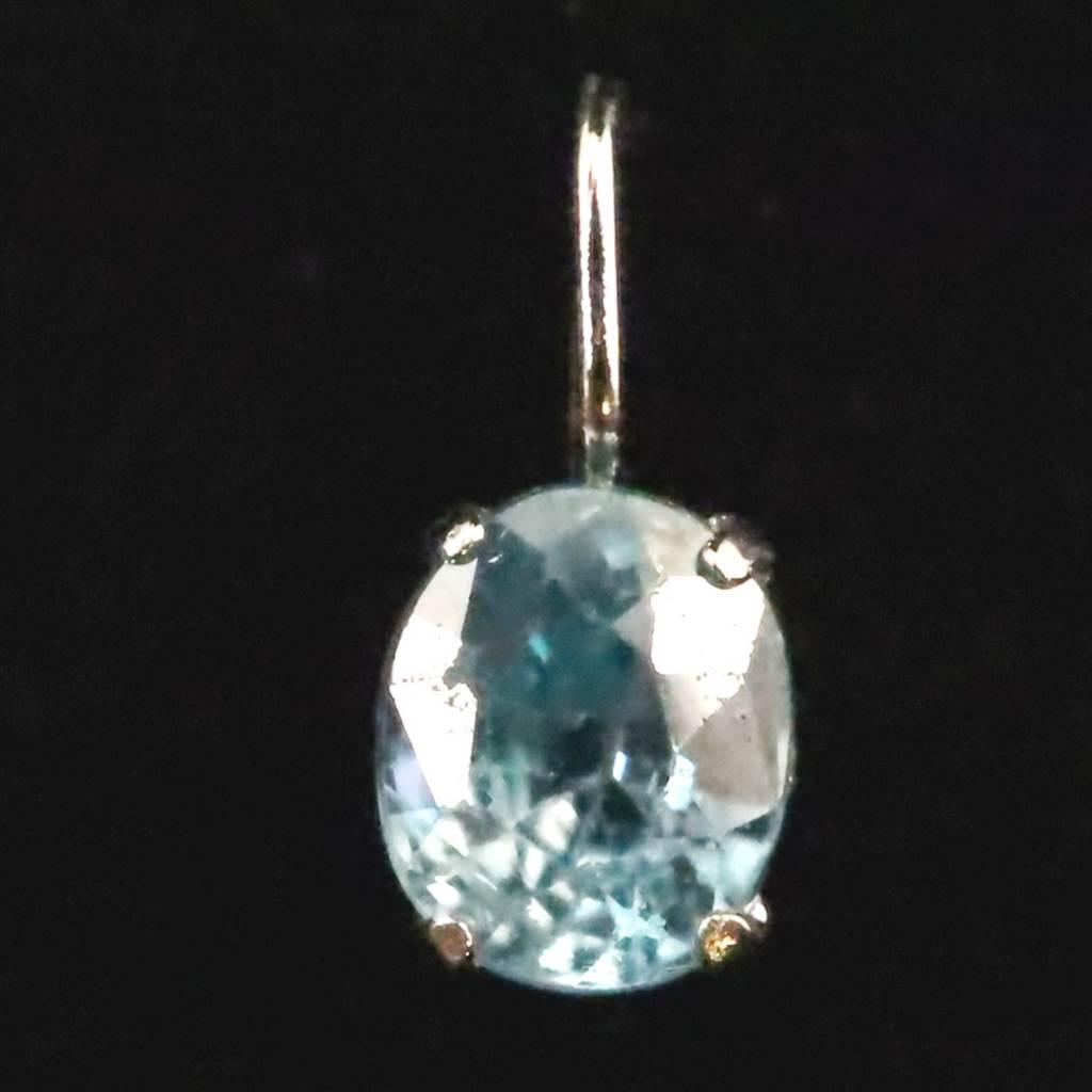 ブルージルコン　5X4mmオーバルカット ペンダント　K18WG　0.5ct　　 #110391枚目の画像