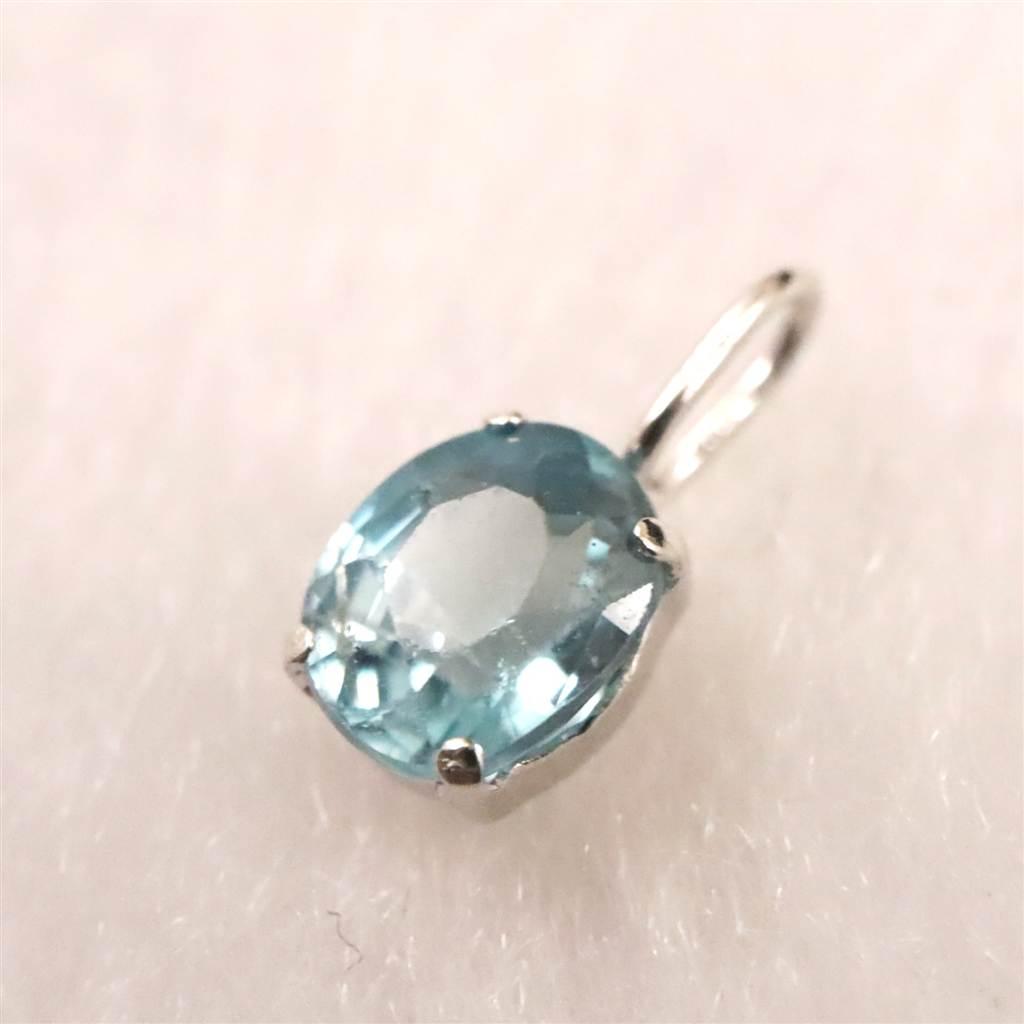 ブルージルコン　5X4mmオーバルカット ペンダント　K18WG　0.5ct　　 #11039 | 8枚目