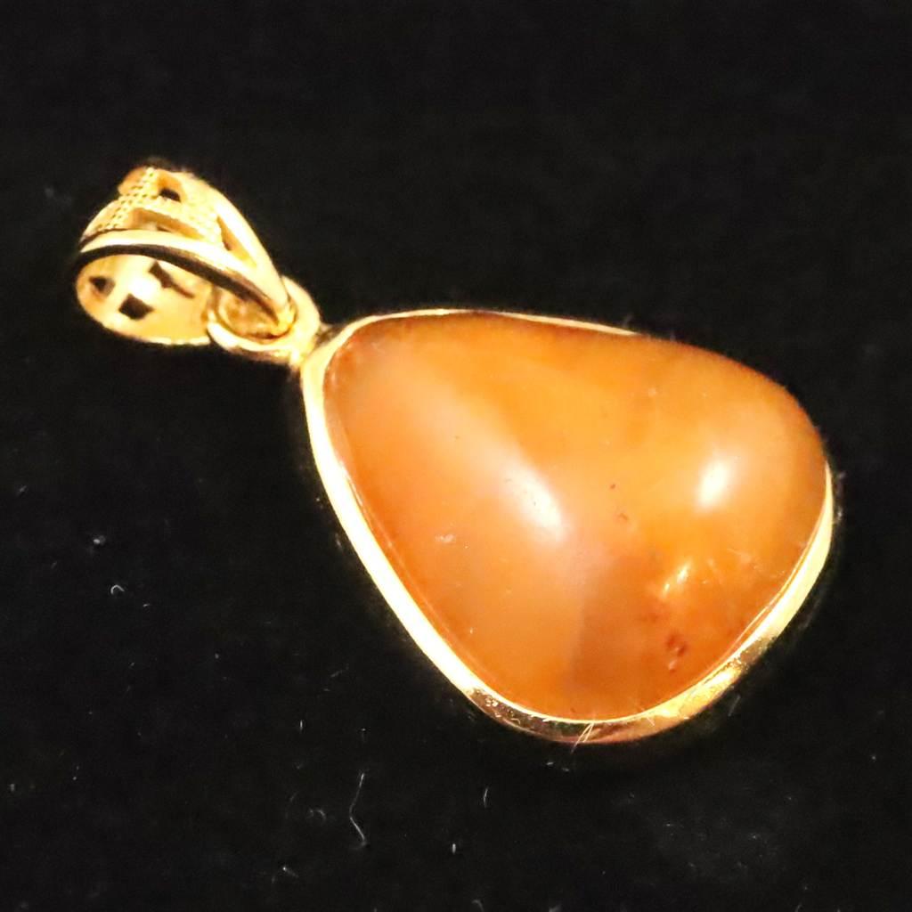 北海道産 蛍光オパール オレンジ  14mmフリーフォーム ペンダント 2.2g #24476 | 2枚目