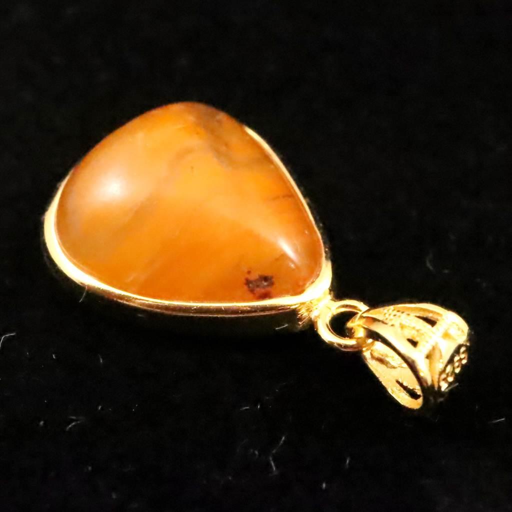 北海道産 蛍光オパール オレンジ  14mmフリーフォーム ペンダント 2.2g #24476 | 5枚目