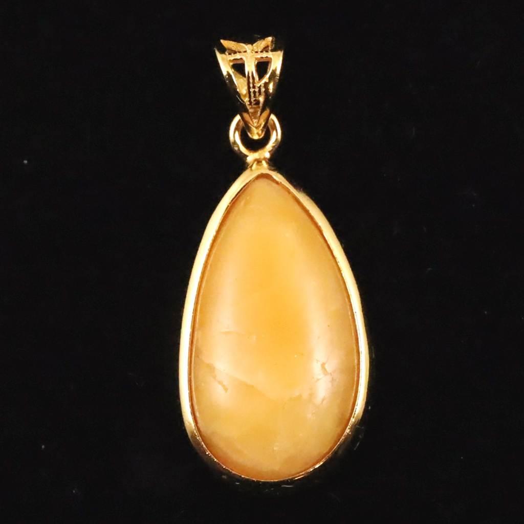 北海道産 蛍光オパール オレンジ  18mmペアシェイプ ペンダント 2.3g #265771枚目の画像