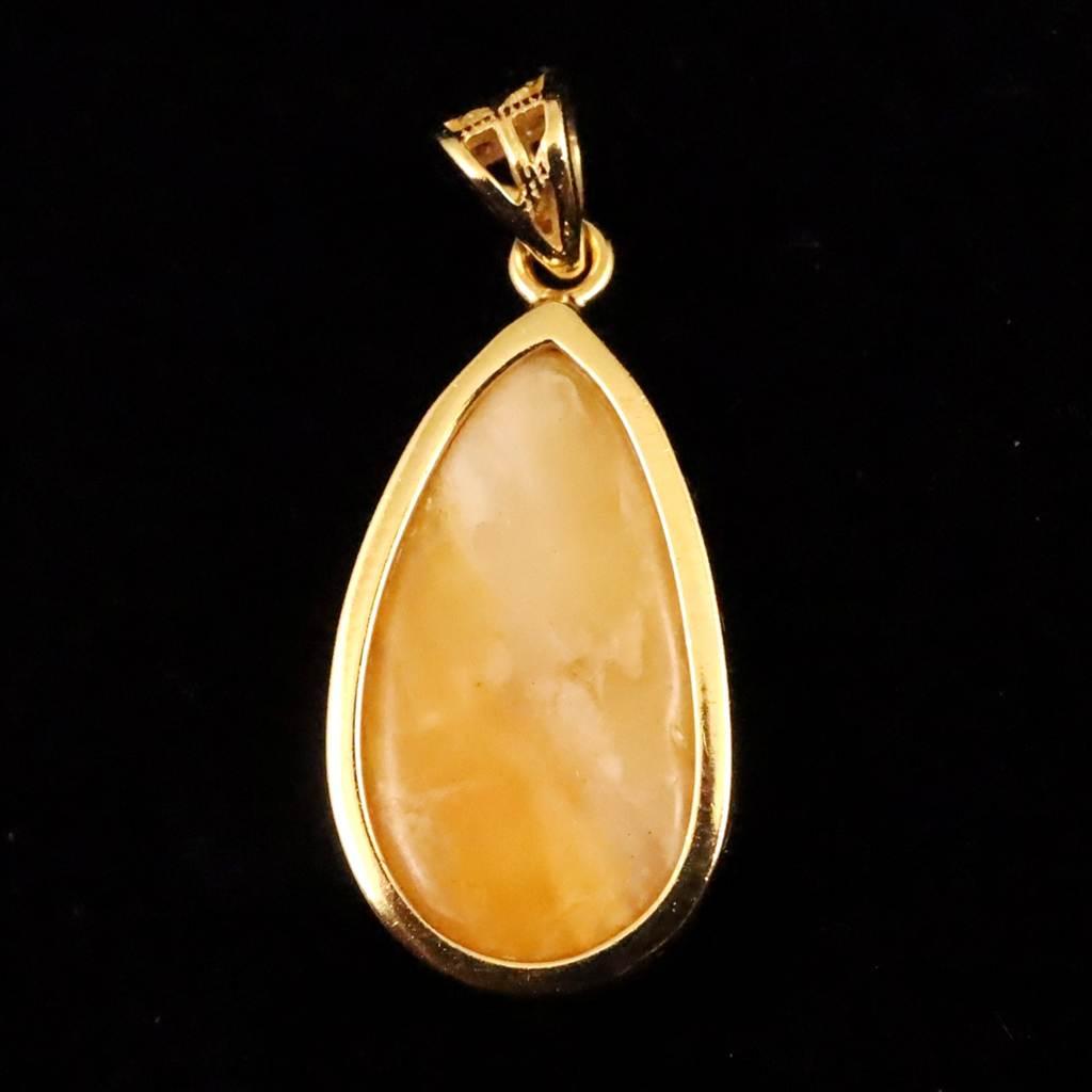 北海道産 蛍光オパール オレンジ  18mmペアシェイプ ペンダント 2.3g #26577 | 5枚目