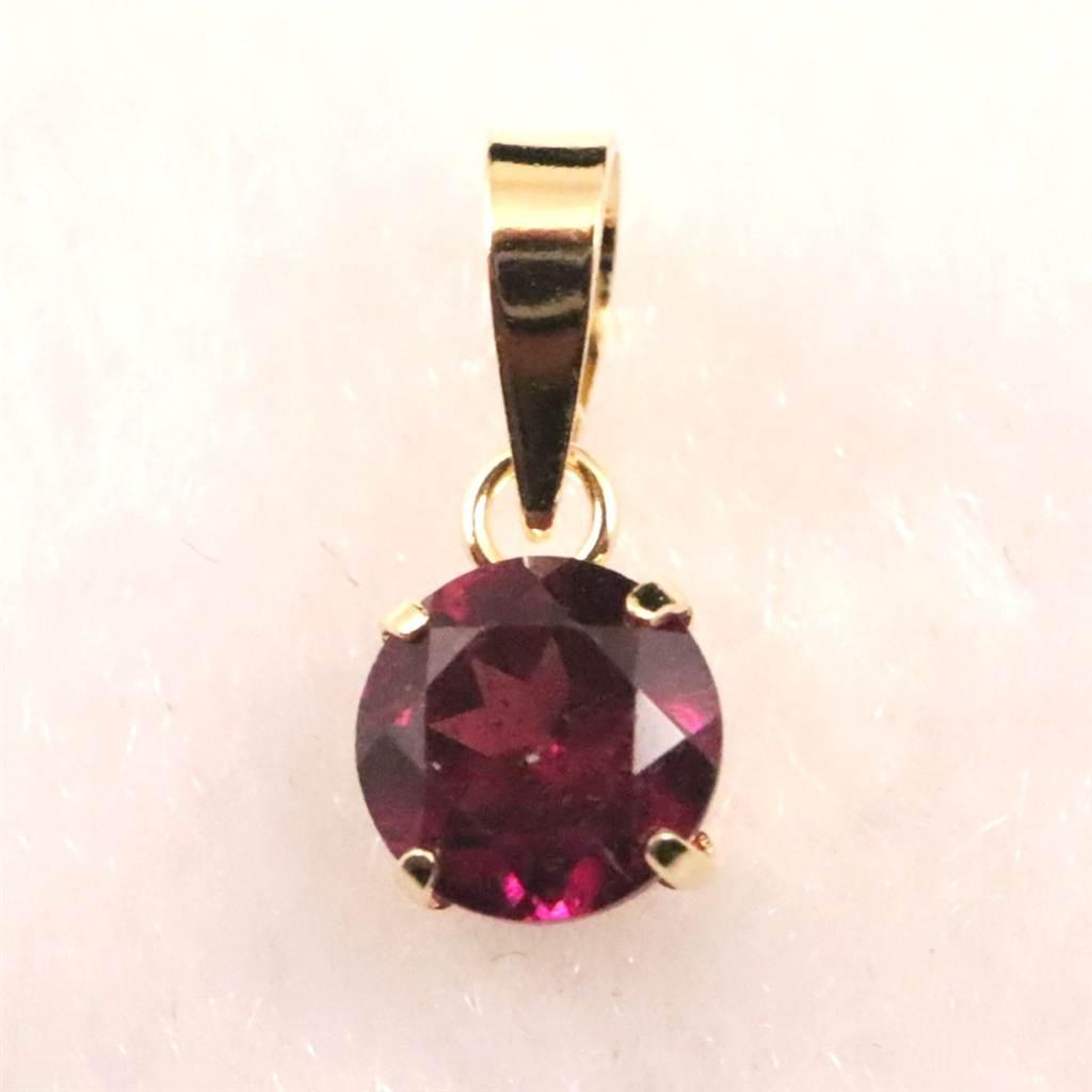 ロードライトガーネット 5mmラウンド ペンダント チャーム K18YG  0.63ct #466251枚目の画像