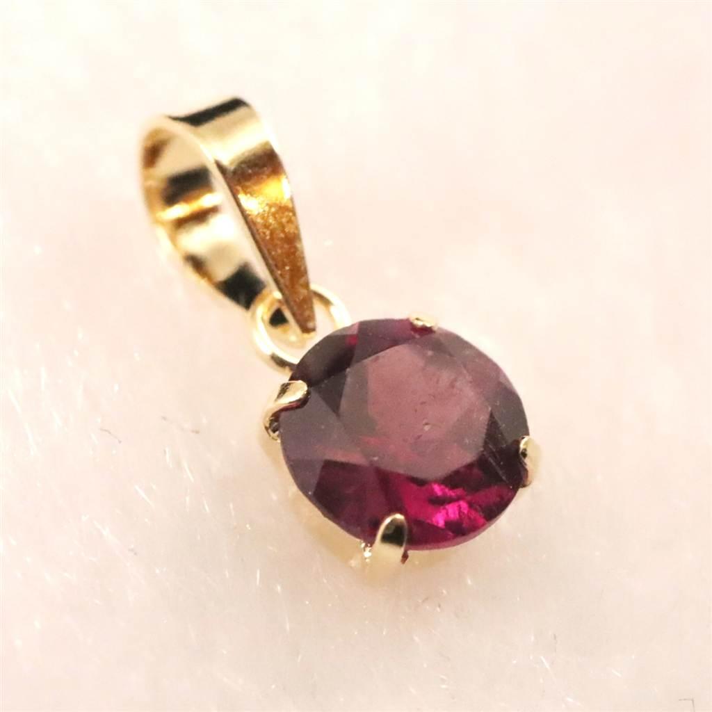 ロードライトガーネット 5mmラウンド ペンダント チャーム K18YG  0.63ct #46625 | 2枚目