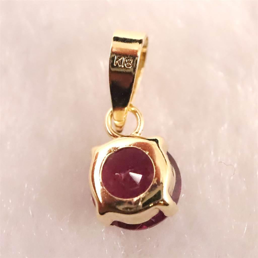 ロードライトガーネット 5mmラウンド ペンダント チャーム K18YG  0.63ct #46625 | 5枚目