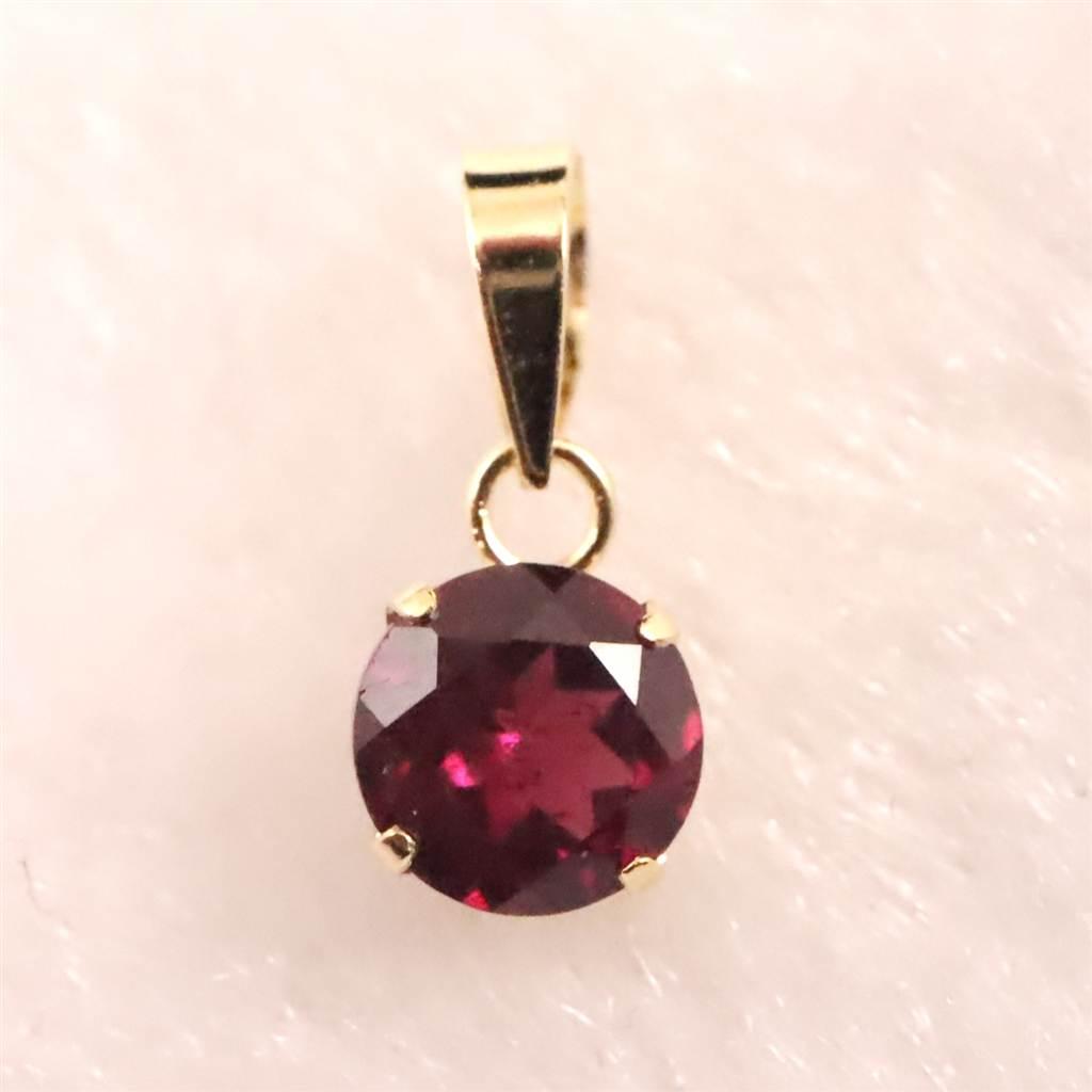 ロードライトガーネット 5mmラウンド ペンダント チャーム K18YG  0.63ct #351031枚目の画像