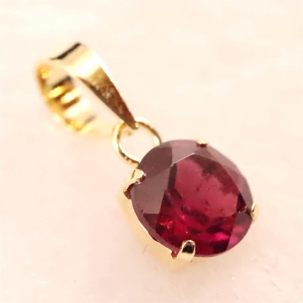ロードライトガーネット 5mmラウンド ペンダント チャーム K18YG  0.63ct #35103 | 2枚目