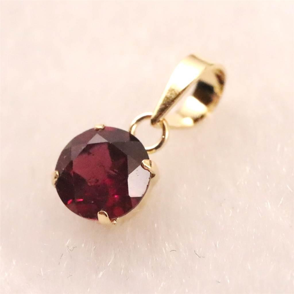 ロードライトガーネット 5mmラウンド ペンダント チャーム K18YG  0.63ct #35103 | 3枚目