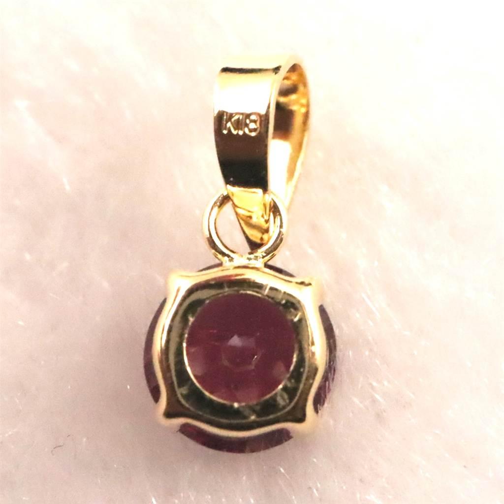 ロードライトガーネット 5mmラウンド ペンダント チャーム K18YG  0.63ct #35103 | 5枚目