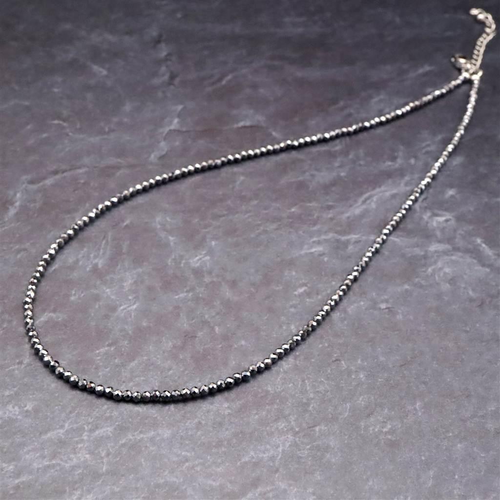 高純度 テラヘルツ鉱石 ラウンドカット2mm玉 ネックレス 40cm #432081枚目の画像