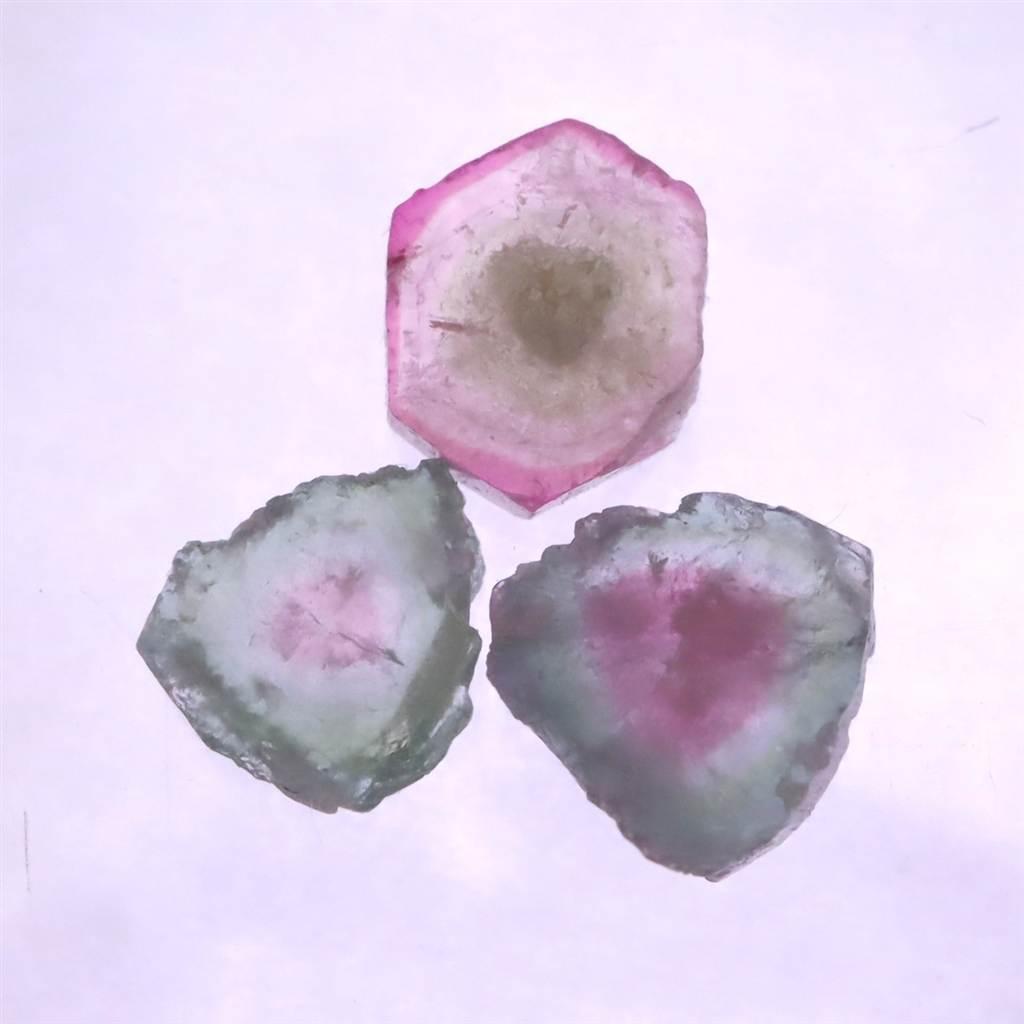 ウォーターメロントルマリン 原石スライス 3個セット 2.53ct #794061枚目の画像