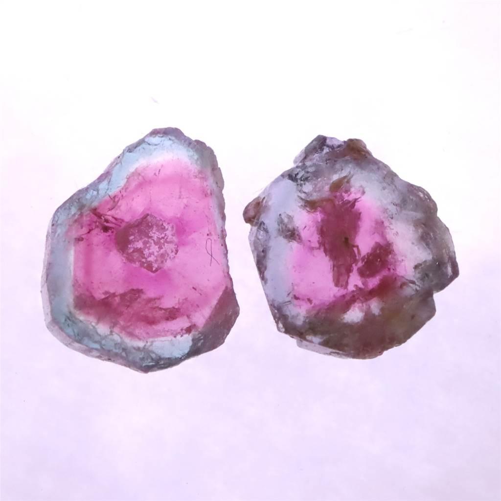 ウォーターメロントルマリン 原石スライス 2個セット 3.93ct #142131枚目の画像