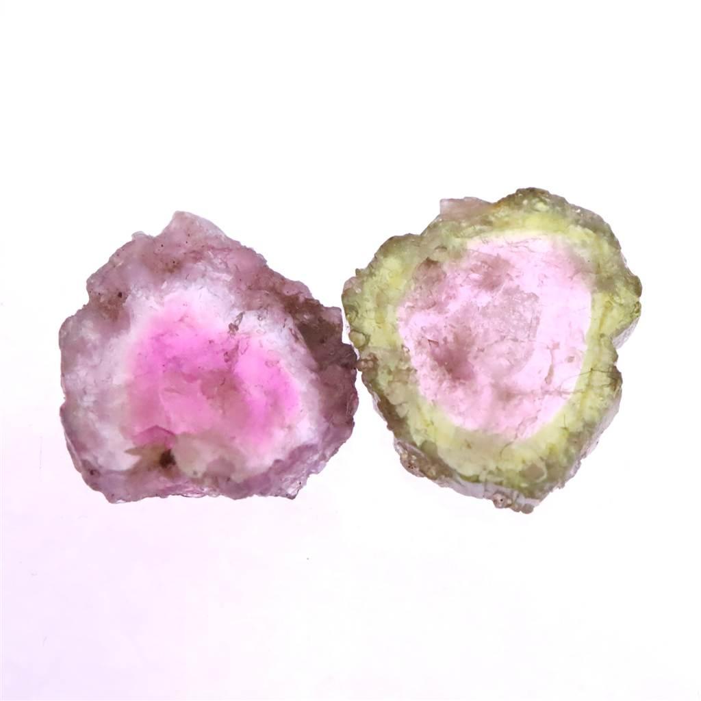 ウォーターメロントルマリン 原石スライス 2個セット 4.18ct #148081枚目の画像