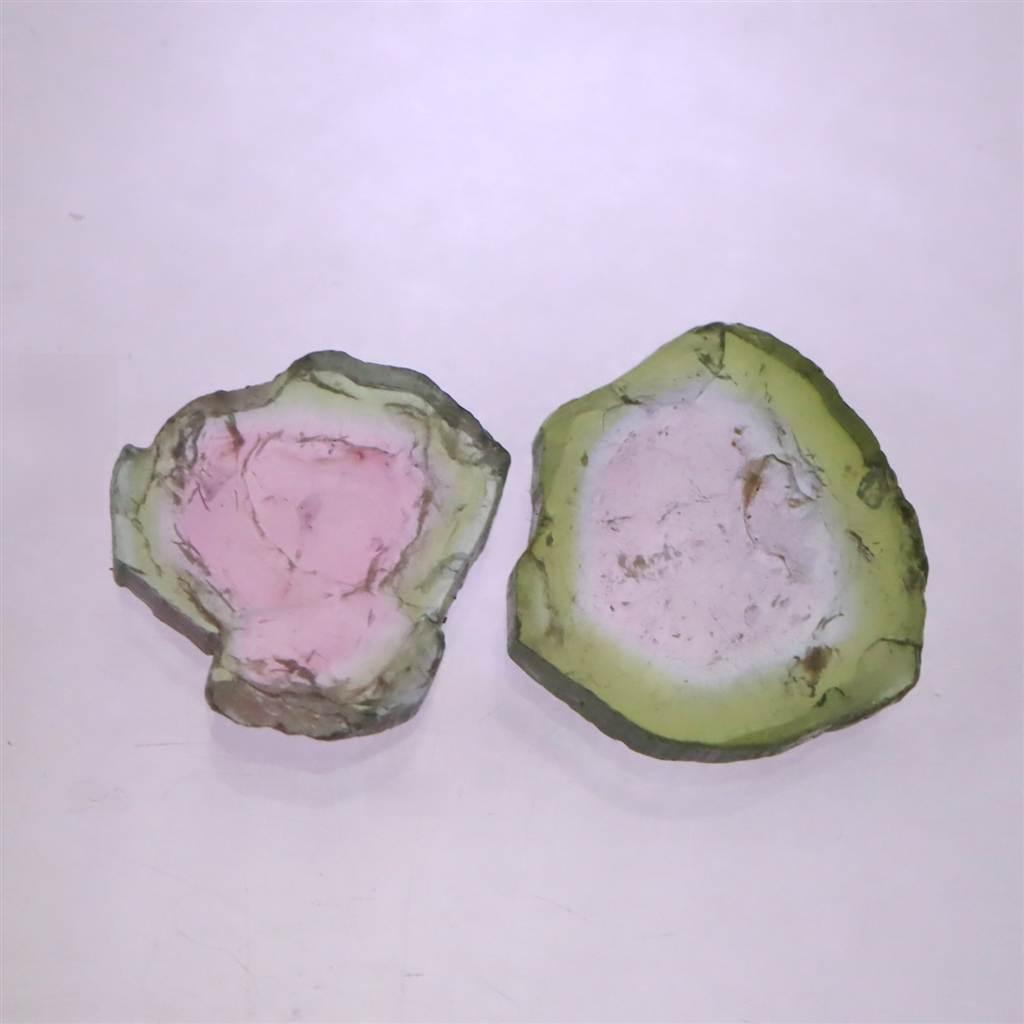 ウォーターメロントルマリン 原石スライス 2個セット 5.87ct #949101枚目の画像