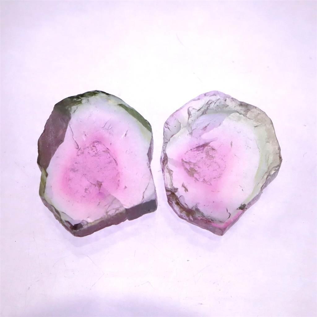 ウォーターメロントルマリン 原石スライス 2個セット 5.00ct #469721枚目の画像