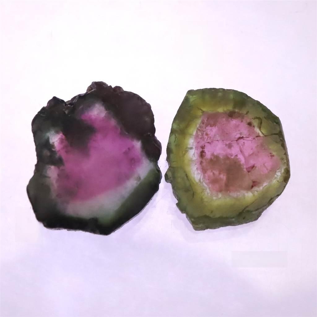 ウォーターメロントルマリン 原石スライス 2個セット 5.01ct #834341枚目の画像