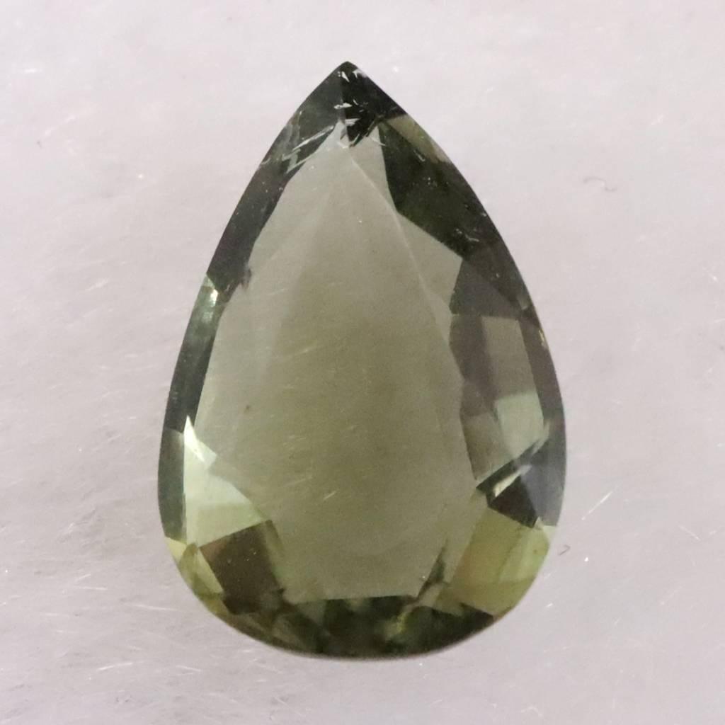 モルダバイト AAA 9.8mmペアシェイプ ファセットカット ルース ディレクトリカード付 1.37ct #975821枚目の画像