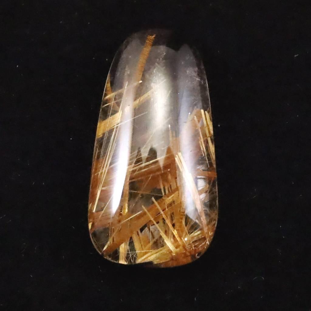 ゴールド タイチンルチル クォーツ 18.3mm ペアシェイプ ルース 18.3ct #41278
