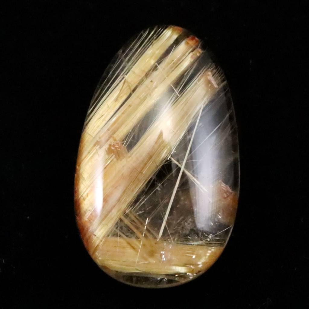 ゴールド タイチンルチル クォーツ 21.5mm ペアシェイプ ルース 13.97ct #44915