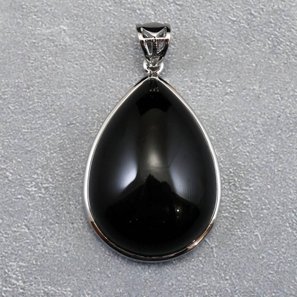 チベット産 黒水晶 モリオン 28mmペアシェイプ ペンダント 10.2g #938601枚目の画像