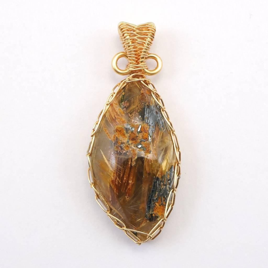 ゴールドルチルクォーツ  ワイヤー ペンダント 5.9g #82507