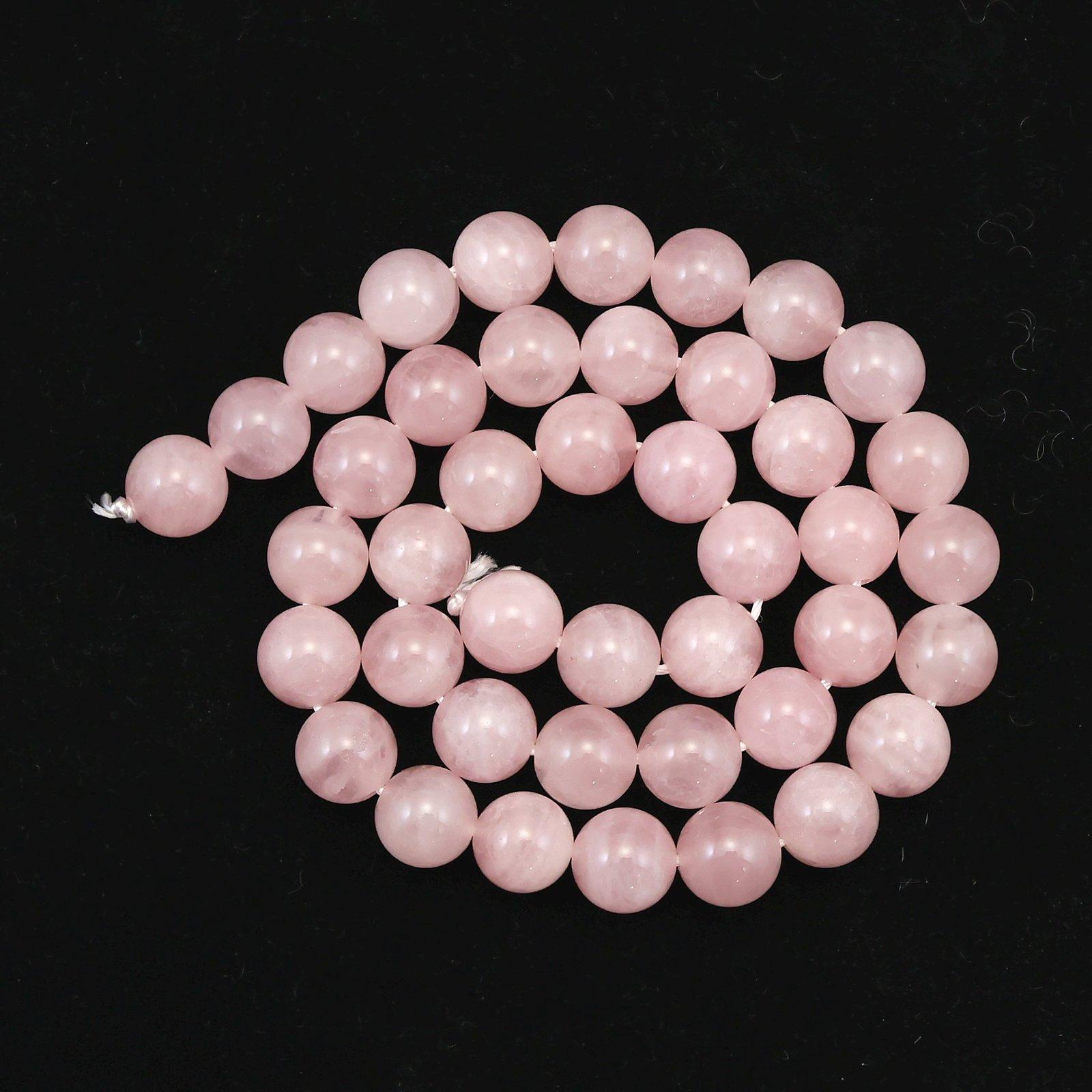 カンチェンジュンガ産 ヒマラヤローズクォーツ 9.5mm玉ビーズ　一連　現品 50.5g #422531枚目の画像