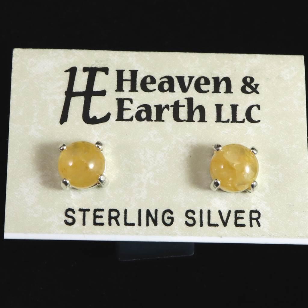 H&E社 ヒマラヤゴールドアゼツライト（AZOZEO) 6mmラウンド ピアス  1.1g #55248