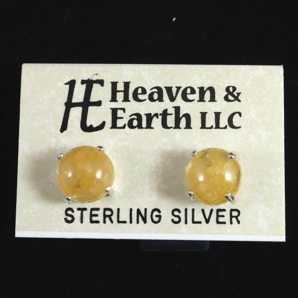 H&E社 ヒマラヤゴールドアゼツライト（AZOZEO) 8mmラウンド ピアス  1.7g #32721