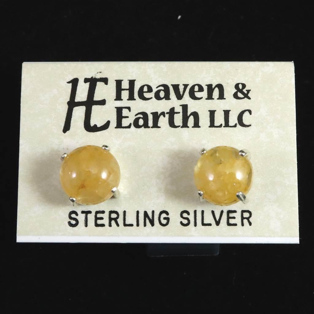 H&E社 ヒマラヤゴールドアゼツライト（AZOZEO) 8mmラウンド ピアス  1.7g #32721 | 2枚目