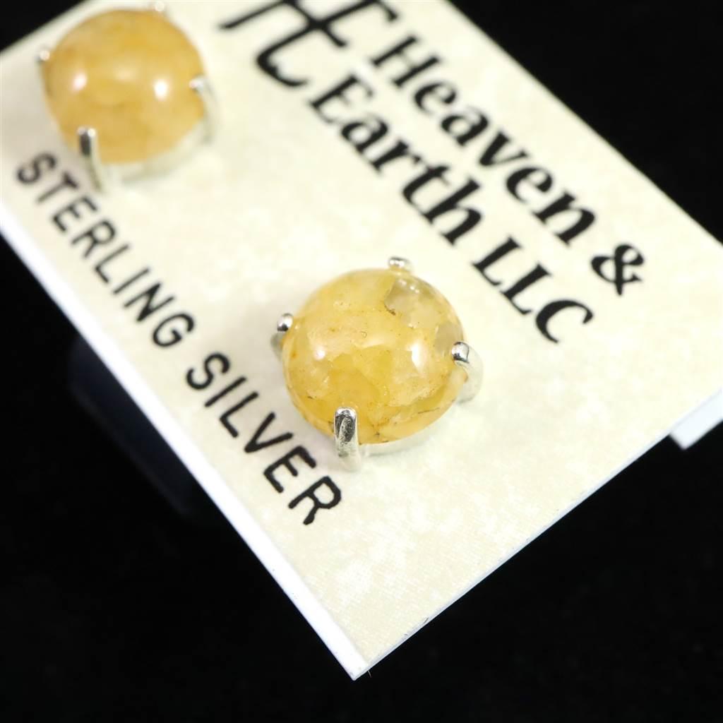 H&E社 ヒマラヤゴールドアゼツライト（AZOZEO) 8mmラウンド ピアス  1.7g #32721 | 4枚目