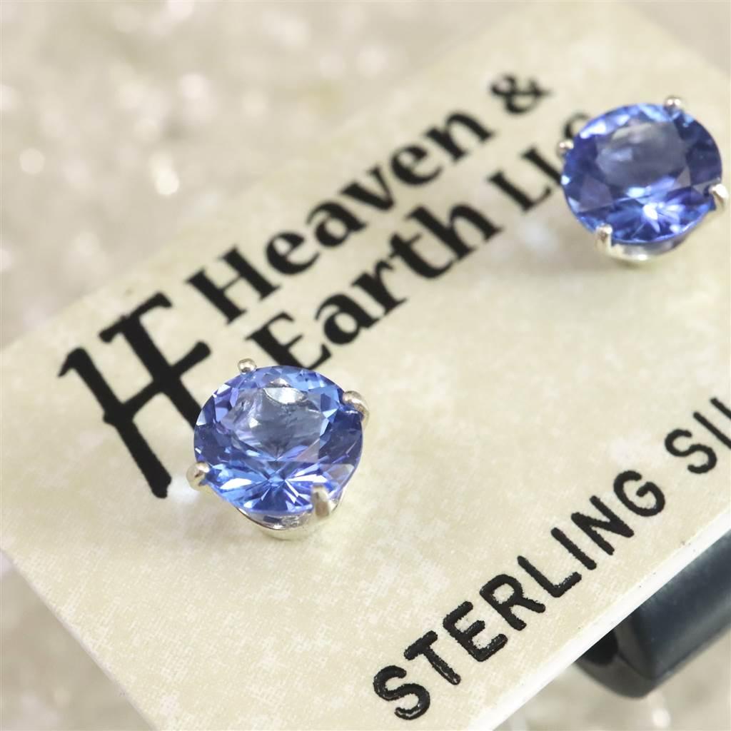 H＆E社 シベリアンブルークォーツ 6mm ラウンド ピアス  #57654 | 2枚目