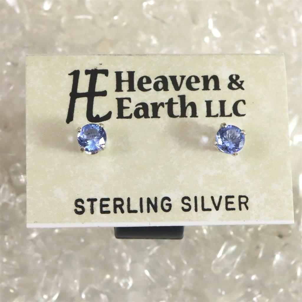 H&E社 シベリアンブルークォーツ 4mm ラウンド ピアス #260651枚目の画像