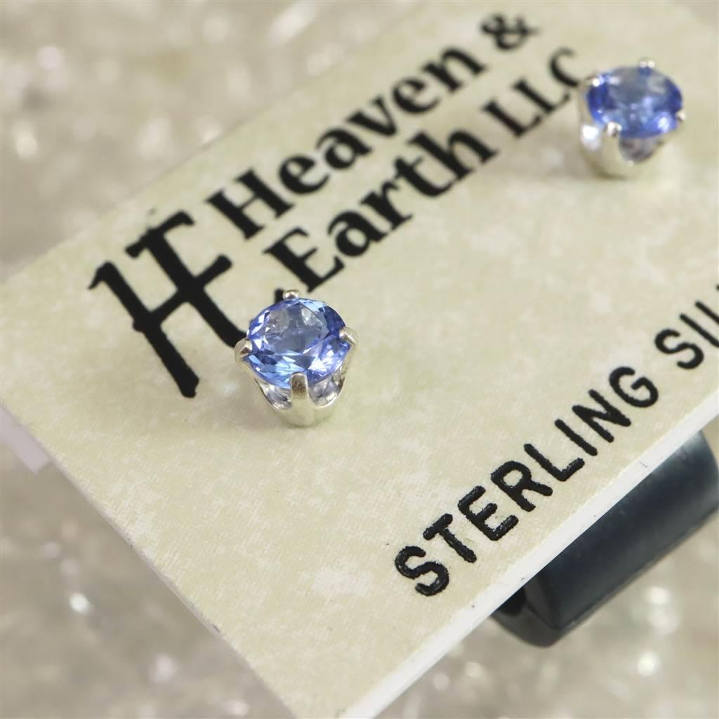 H＆E社 シベリアンブルークォーツ 4mm ラウンド ピアス  #26065 | 2枚目