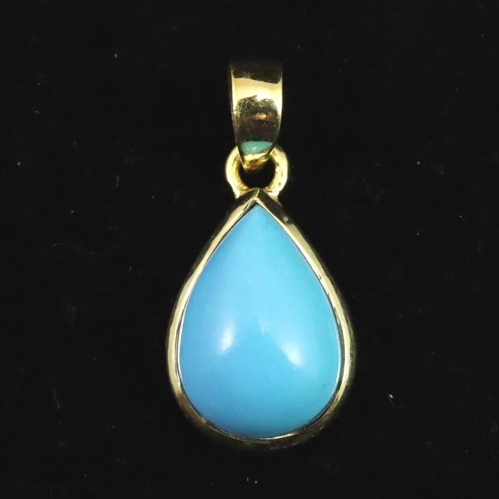 アリゾナ産キングマン鉱山産ターコイズ 16mmペアシェイプ ペンダント 2.25g #92297