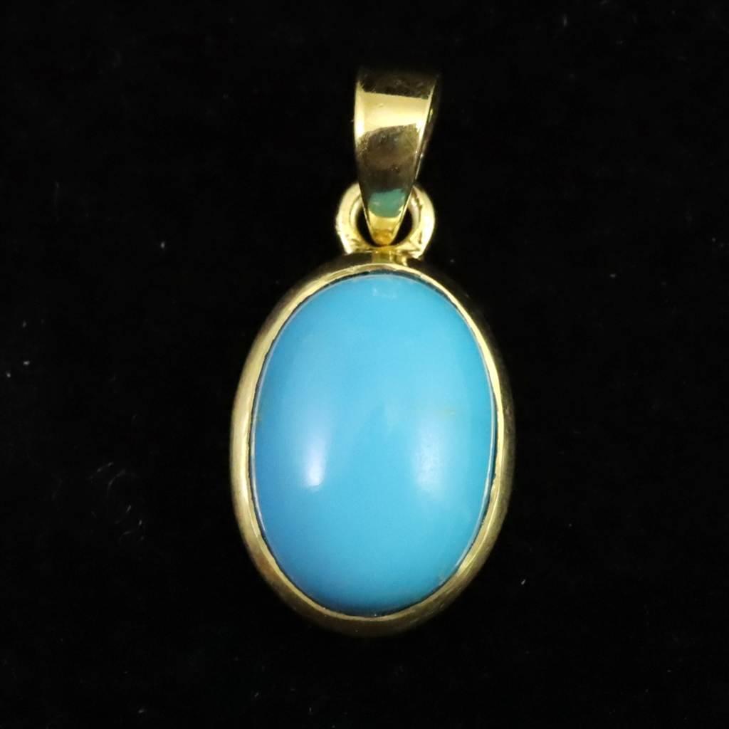 アリゾナ産キングマン鉱山産ターコイズ 14mmオーバル ペンダント 2.30g #68493