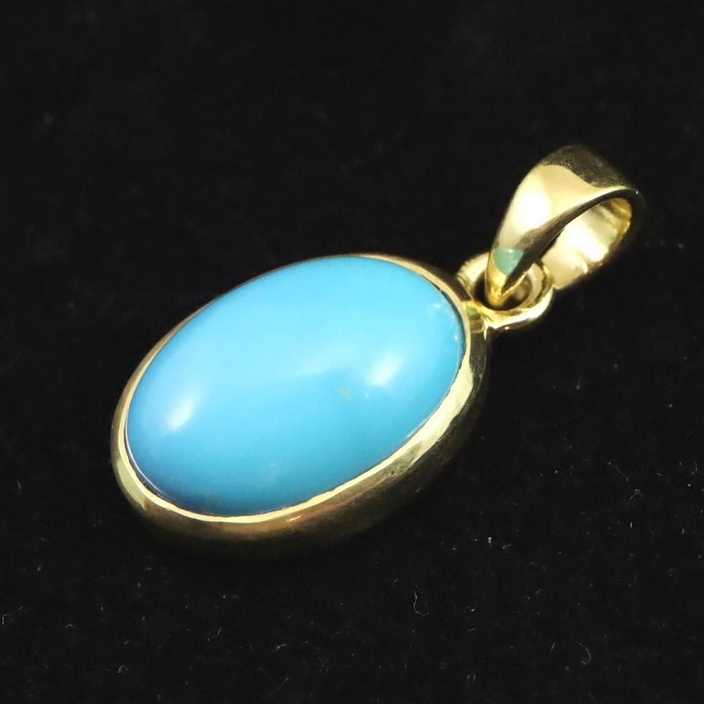 アリゾナ産キングマン鉱山産ターコイズ 14mmオーバル ペンダント 2.30g #68493 | 4枚目