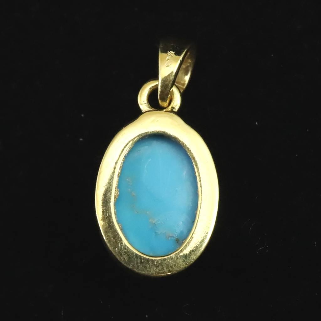 アリゾナ産キングマン鉱山産ターコイズ 14mmオーバル ペンダント 2.30g #68493 | 6枚目