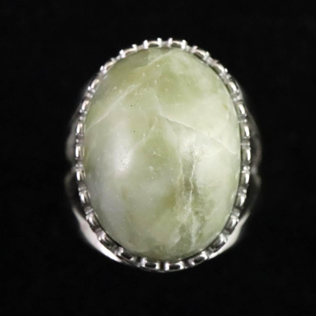 糸魚川翡翠　ヒスイ　20mmオーバル　リング　フリーサイズ 7.8ｇ #17881 | 2枚目