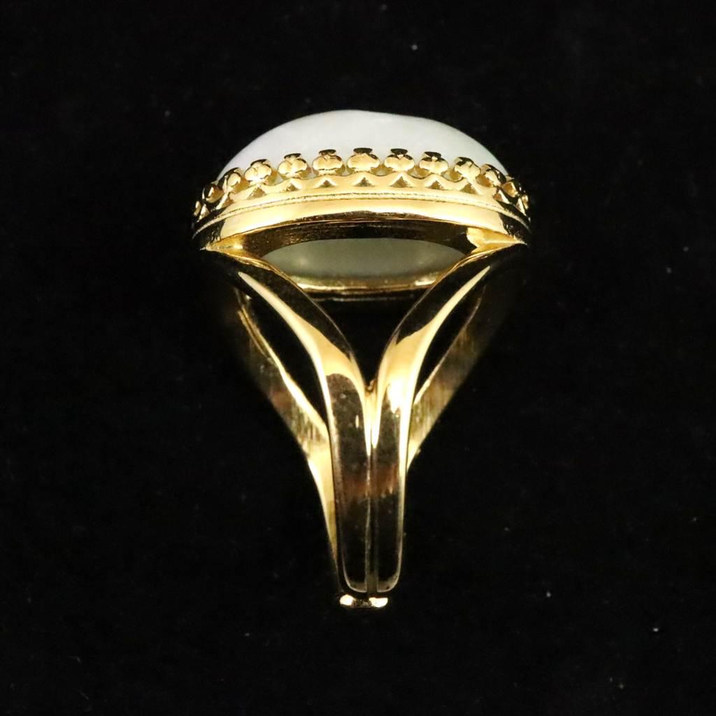 糸魚川翡翠　ヒスイ　20mmオーバル　リング　フリーサイズ 18KGP 8.6ｇ #23384 | 6枚目