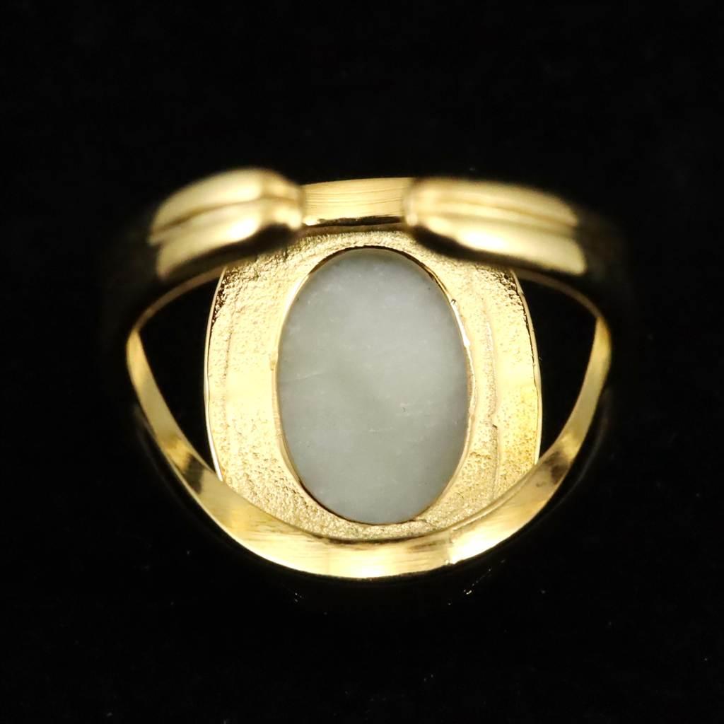 糸魚川翡翠　ヒスイ　20mmオーバル　リング　フリーサイズ 18KGP 8.6ｇ #23384 | 7枚目