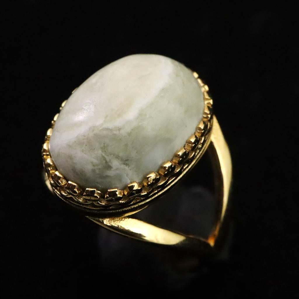 糸魚川翡翠　ヒスイ　20mmオーバル　リング　フリーサイズ 18KGP 8.0ｇ #81972 | 3枚目