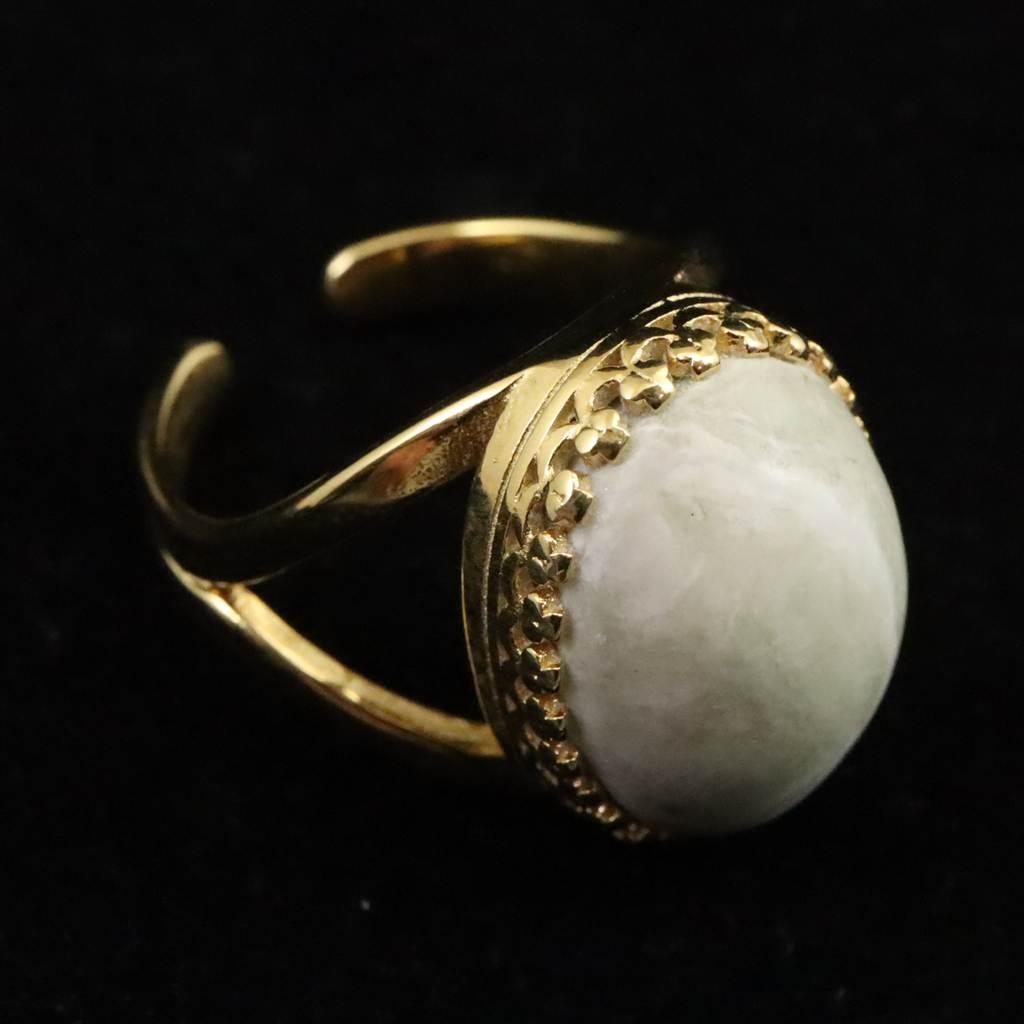 糸魚川翡翠　ヒスイ　20mmオーバル　リング　フリーサイズ 18KGP 8.0ｇ #81972 | 4枚目