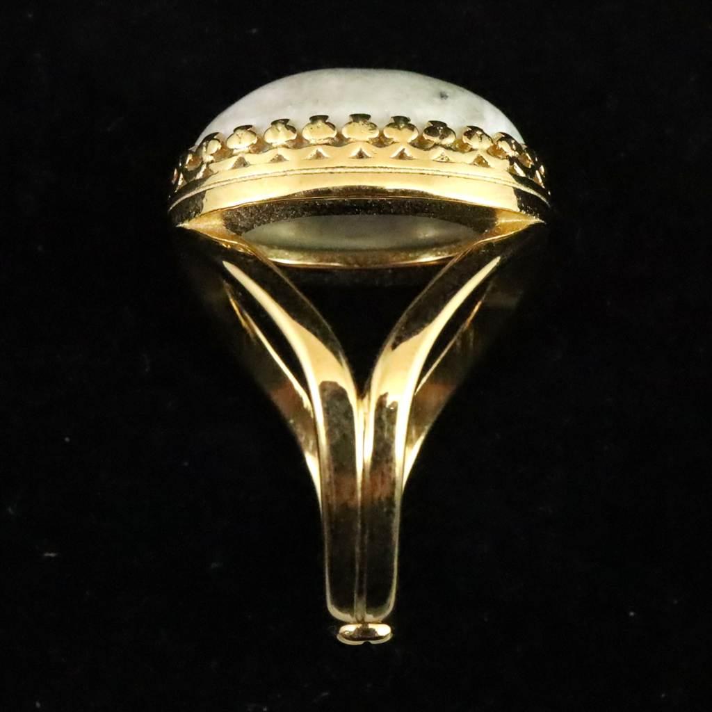 糸魚川翡翠　ヒスイ　20mmオーバル　リング　フリーサイズ 18KGP 8.0ｇ #81972 | 7枚目