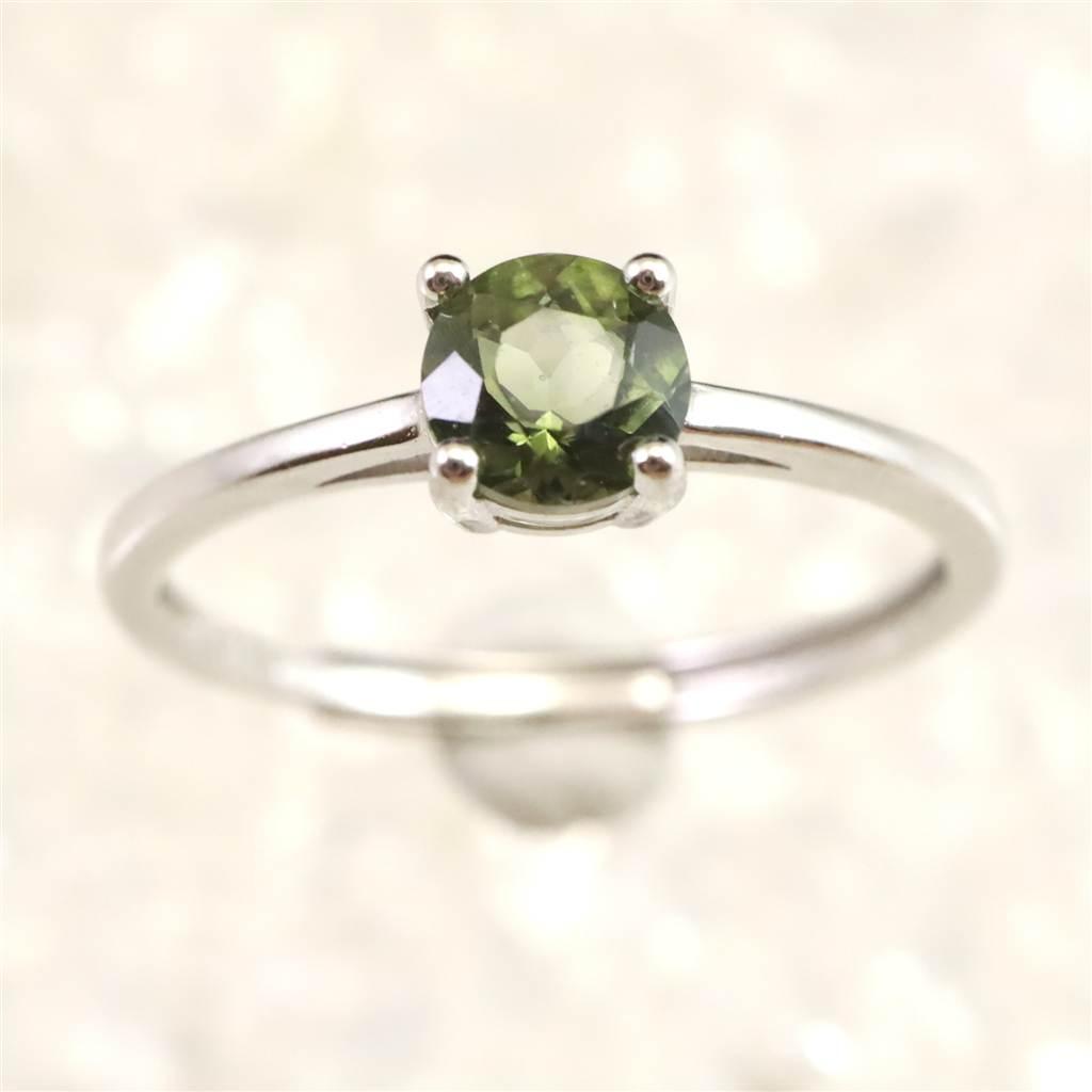 モルダバイト 5mmラウンドカット リング フリーサイズ type.D #58774